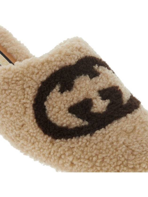 Interlocking G Wool Slide Slippers Beige - GUCCI - BALAAN 9