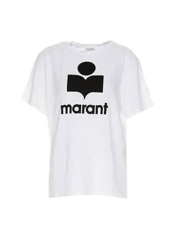 Women s Etoile Logo Linen Short Sleeve White Black TS0001 FAA1N09E - ISABEL MARANT - BALAAN 1