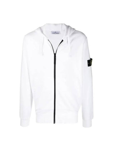 Men's Wappen Patch Fleece Zip Up Hoodie White - STONE ISLAND - BALAAN 1