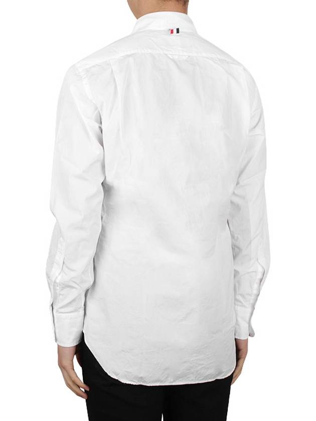 Men's Grosgrain Placket Solid Poplin Long Sleeve Shirt White - THOM BROWNE - BALAAN 5