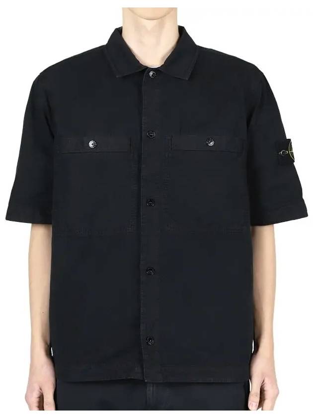 Compass Patch Short Sleeve Shirt Black - STONE ISLAND - BALAAN 3