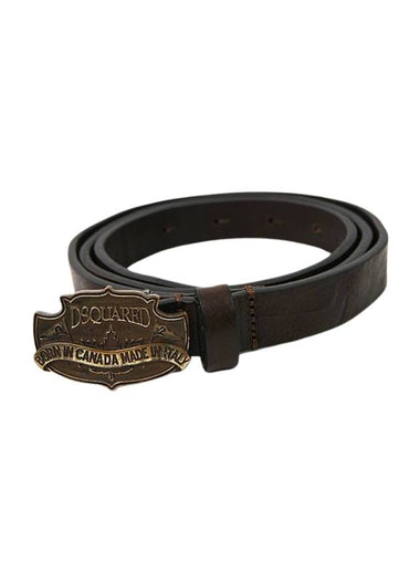 Men's Suede Leather Belt Brown - DSQUARED2 - BALAAN 1