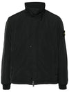 Logo Micro Twill Zip Up Jacket Black - STONE ISLAND - BALAAN 2