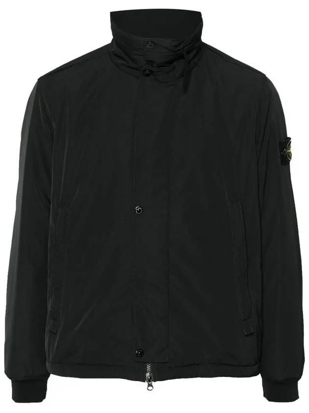 Logo Micro Twill Zip Up Jacket Black - STONE ISLAND - BALAAN 2