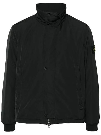 Logo Micro Twill Zip Up Jacket Black - STONE ISLAND - BALAAN 2