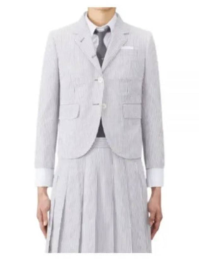 Striped Seersucker Half Line Single Jacket Grey - THOM BROWNE - BALAAN 2