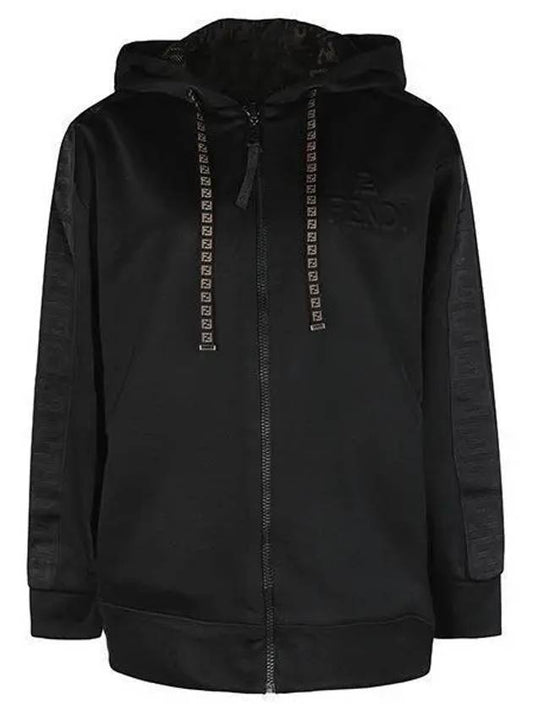 Embossed Logo Side FF Band Zip-Up Hoodie Black - FENDI - BALAAN 2