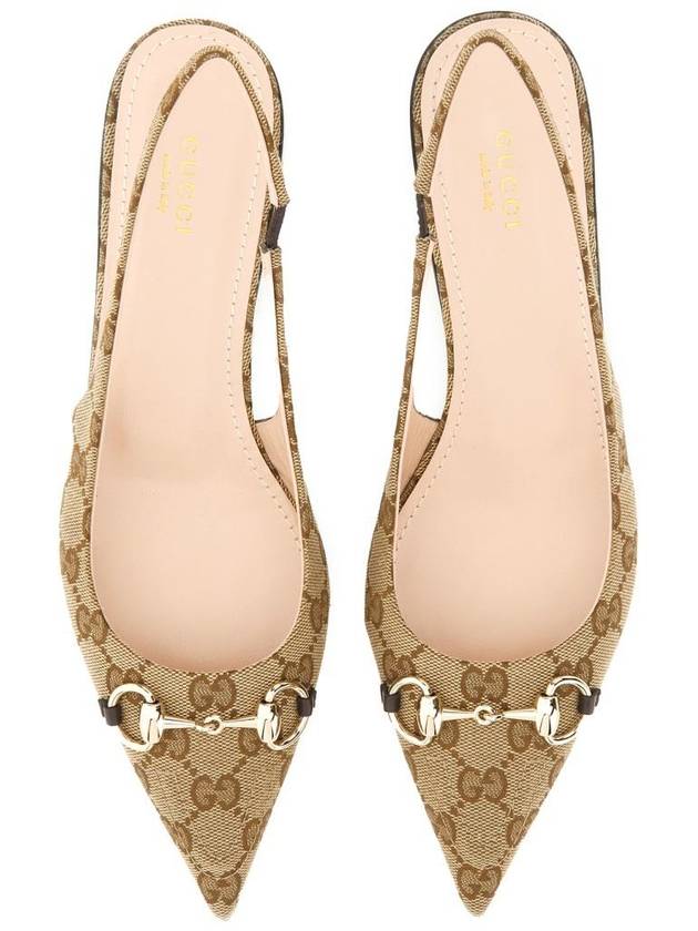 Horsebit Slingback Ballet Flat Beige Ebony - GUCCI - BALAAN 3