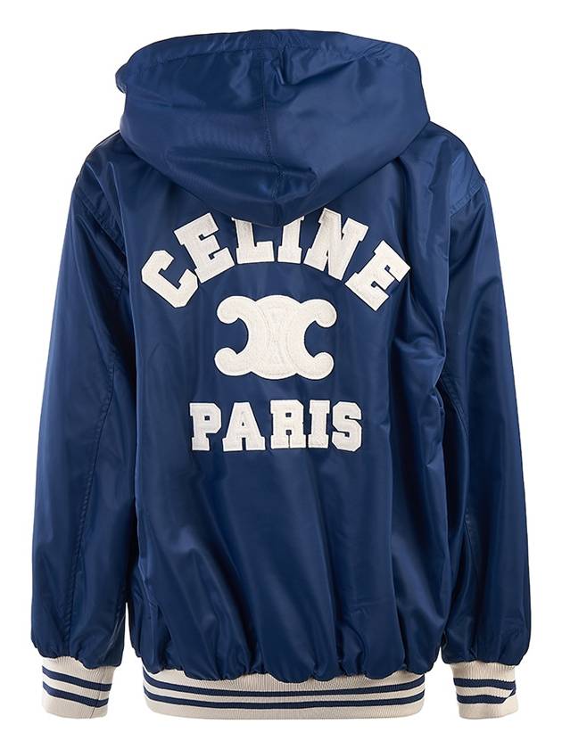 Paris Teddy Nylon Hooded Jacket Navy - CELINE - BALAAN 5