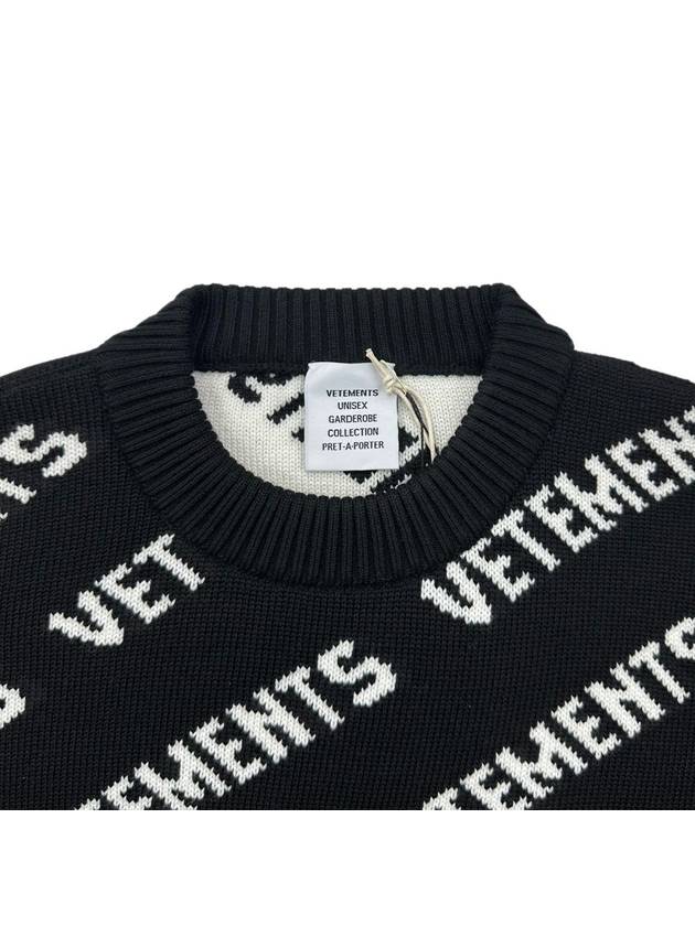 All-Over Diagonal Logo Knit Top Black - VETEMENTS - BALAAN 4