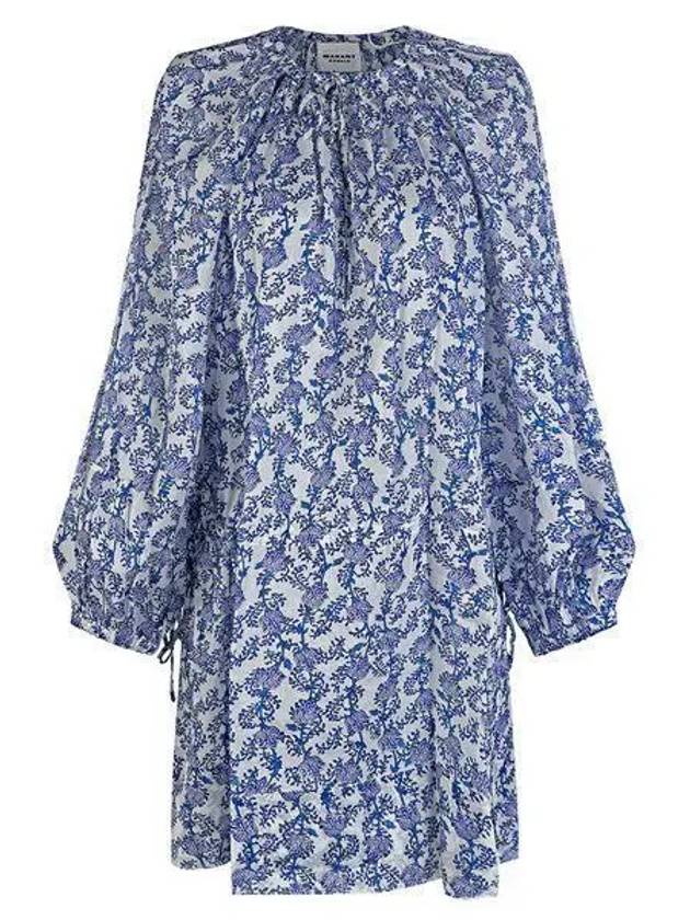 Parsley Floral Cotton Short Dress Royal Blue - ISABEL MARANT - BALAAN 2