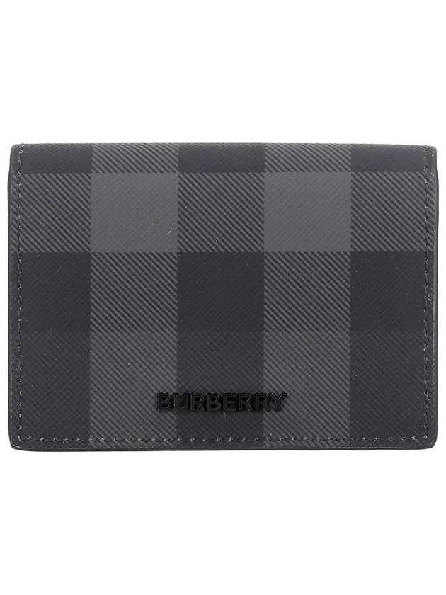 Men's Checked Leather Half Wallet Grey - BURBERRY - BALAAN 3