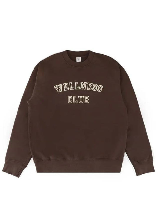 Wellness Club Flock Crew Neck Cotton Sweatshirt Brown - SPORTY & RICH - BALAAN 2