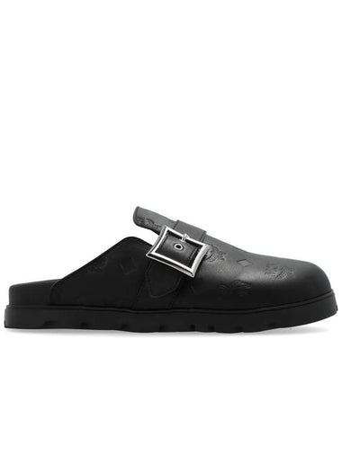 Monogram Leather Slippers Black - MCM - BALAAN 1