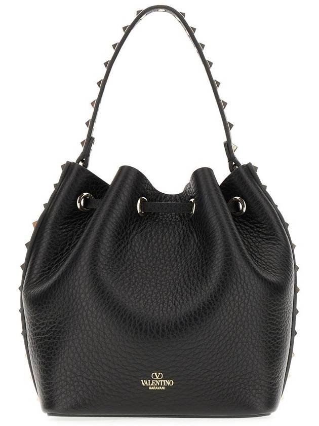 Rockstud Drawstring Bucket Bag Black - VALENTINO - BALAAN 2