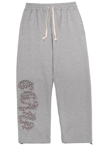 Chicano Lettering Sweat Pants Gray - OGARP - BALAAN 1