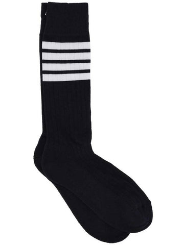 4-Bar Athletic Mid Calf Cotton Socks Navy - THOM BROWNE - BALAAN 1