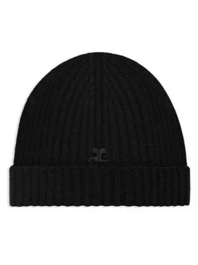 Logo Patch Ribbed Beanie Black - COURREGES - BALAAN 2