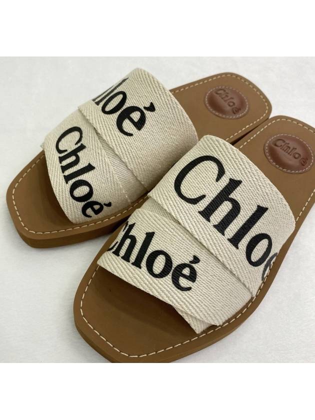 Woody Logo Flat Mule Slippers White - CHLOE - BALAAN 3