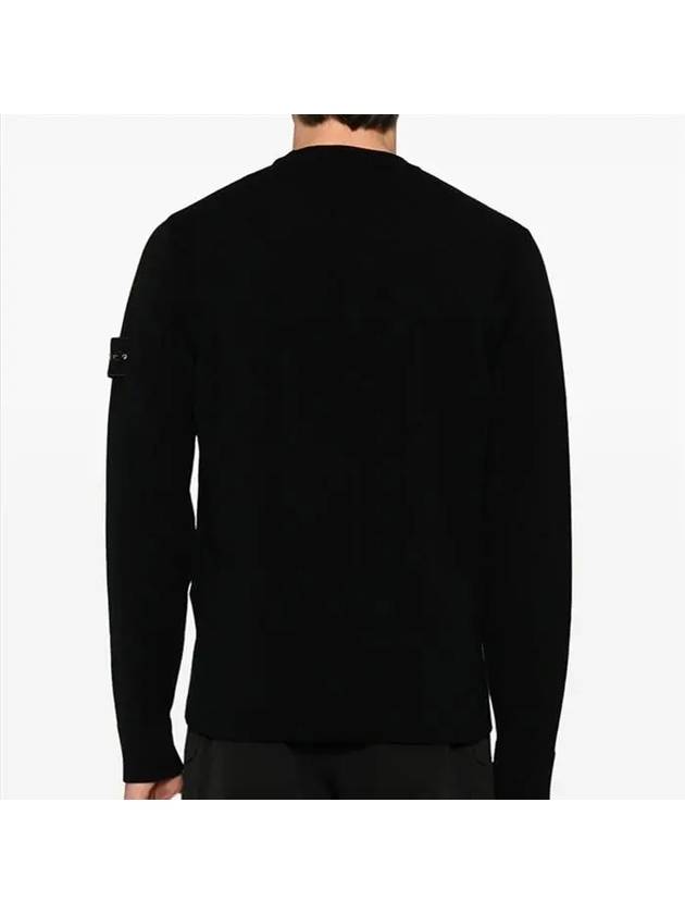 Compass Badge Crewneck Virgin Wool Knit Top Black - STONE ISLAND - BALAAN 5