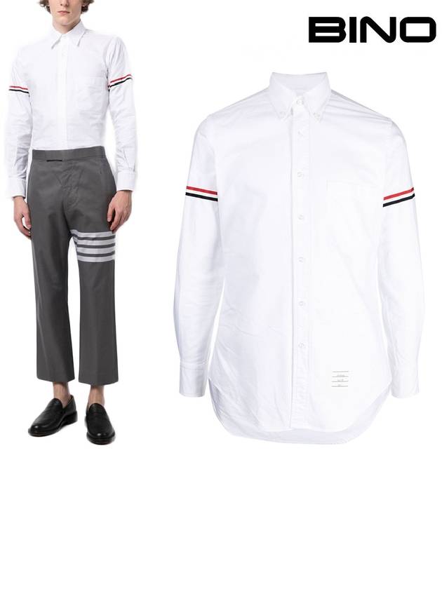 Armband Oxford Long Sleeve Shirt White - THOM BROWNE - BALAAN 2