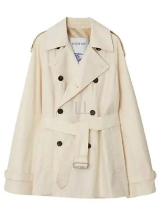 Short Gabardine Trench Coat Ivory - BURBERRY - BALAAN 2