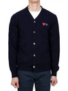 Double Heart V-neck Cardigan Black - COMME DES GARCONS - BALAAN 2