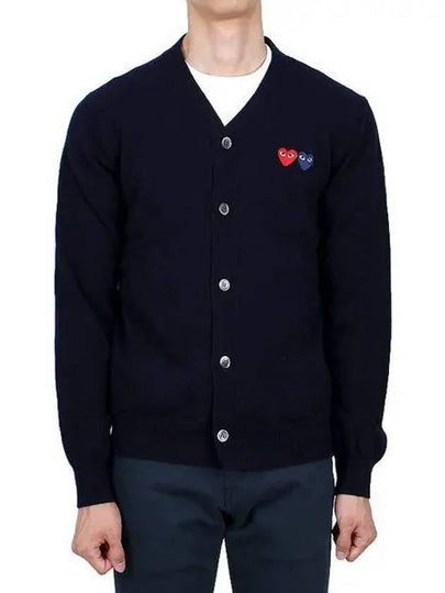 Double Heart V-neck Cardigan Black - COMME DES GARCONS - BALAAN 2