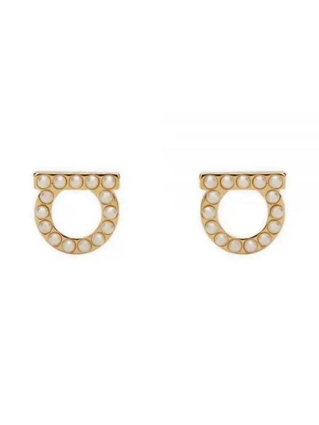 Gancini Pearl Earrings Gold - SALVATORE FERRAGAMO - BALAAN 2