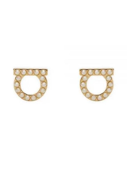 Gancini Pearl Earrings Gold - SALVATORE FERRAGAMO - BALAAN 2