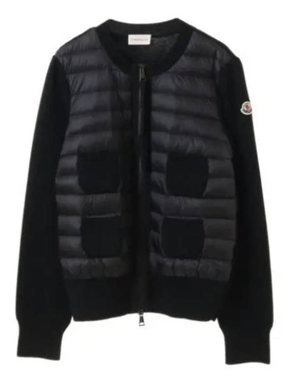 Women's Padded Wool Zip-Up Cardigan Black - MONCLER - BALAAN 2