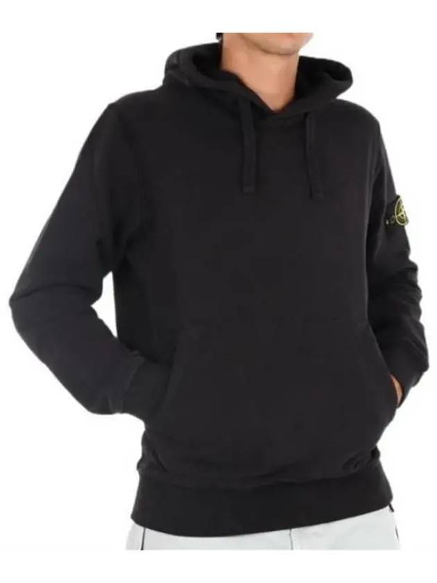 Wappen Patch Cotton Fleece Hoodie Black - STONE ISLAND - BALAAN 3