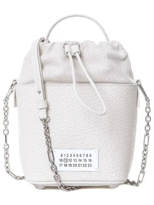 5AC Number Logo Texture Leather Bucket Bag Grey - MAISON MARGIELA - BALAAN 3