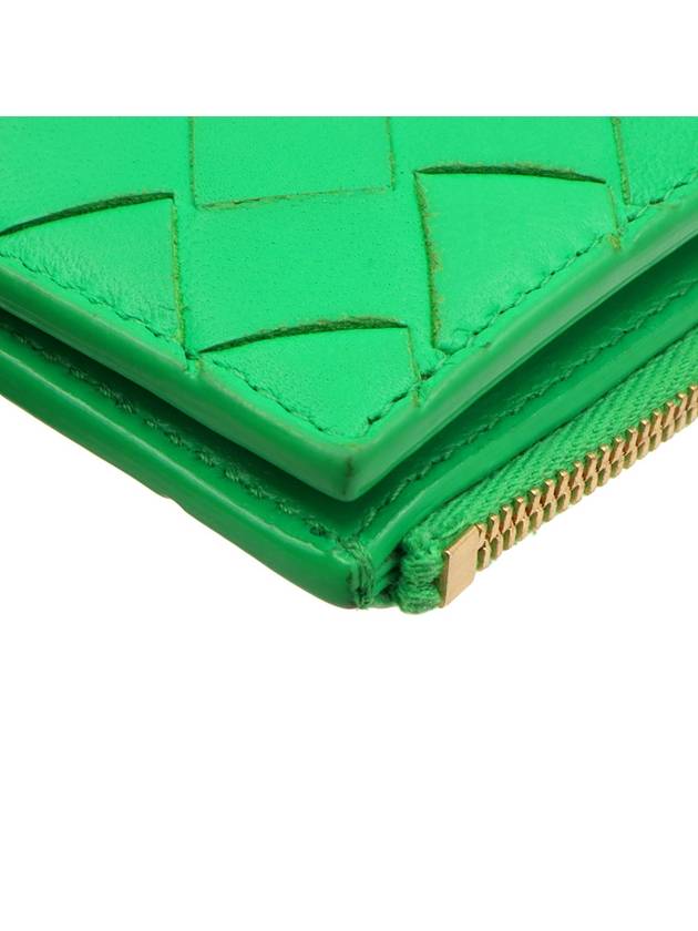 Paraket Green Lambskin Intrecciato Weaving Small Folder Cassette Half Wallet 707601 - BOTTEGA VENETA - BALAAN 5