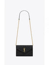 Envelope Chain Leather Half Wallet Black - SAINT LAURENT - BALAAN 2