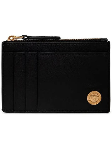 Medusa Logo Zipper Card Wallet Black - VERSACE - BALAAN.