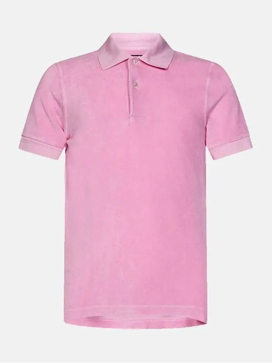 Terry Cotton Short Sleeve Polo Shirt Pink - TOM FORD - BALAAN 2