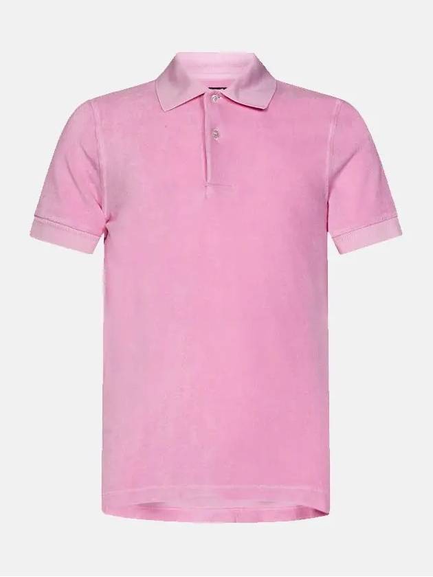 Terry Cotton Short Sleeve Polo Shirt Pink - TOM FORD - BALAAN 4