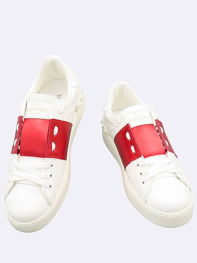 RW2S0781 White Red Color Leather Hidden Sneakers 35 - VALENTINO - BALAAN 1