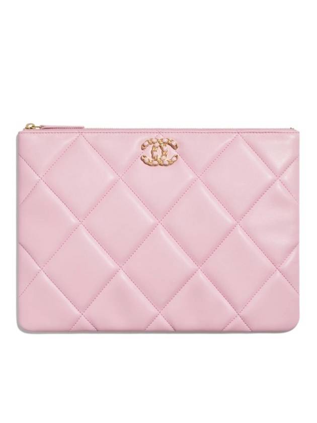 19 Lambskin Medium Clutch Bag Pink - CHANEL - BALAAN 1