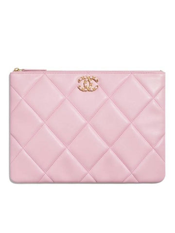 19 Medium Lambskin Clutch Bag Pink - CHANEL - BALAAN 1