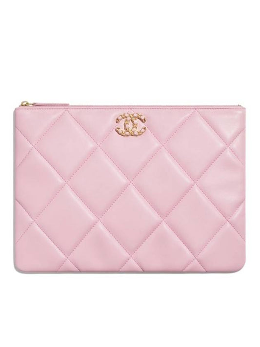 19 Lambskin Medium Clutch Bag Pink - CHANEL - BALAAN 1