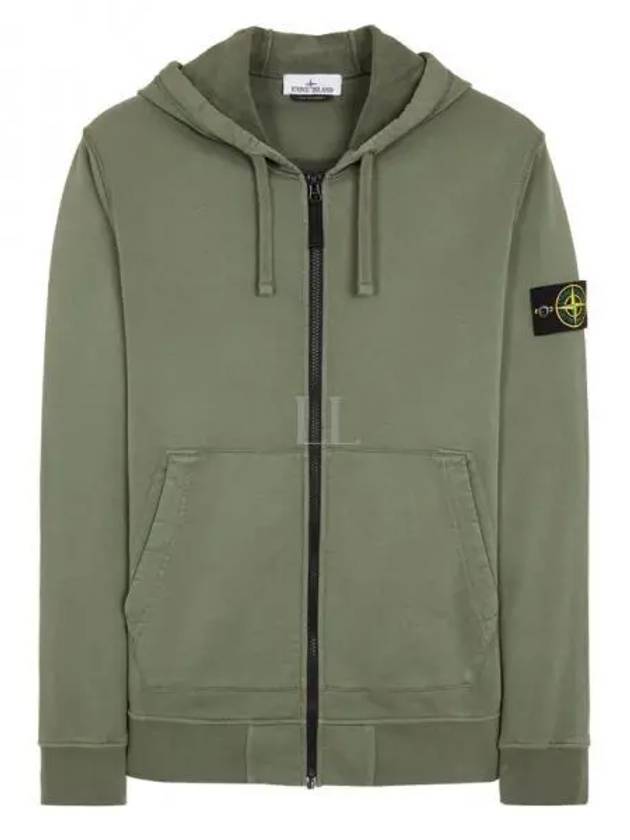 Logo Patch Cotton Fleece Hoodie Green - STONE ISLAND - BALAAN 2