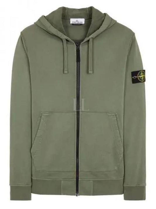 Logo Patch Cotton Fleece Hoodie Green - STONE ISLAND - BALAAN 2