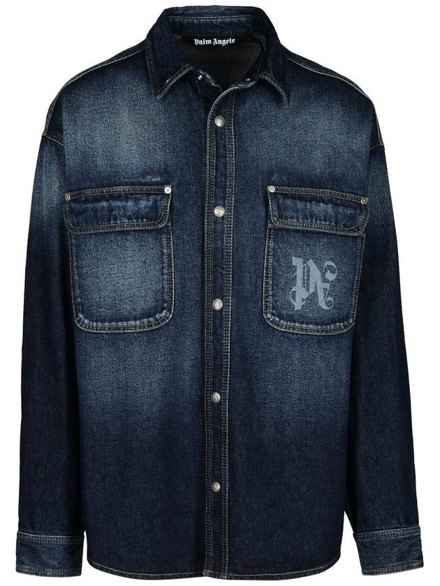 Palm Angels Blue Denim Shirt - PALM ANGELS - BALAAN 1