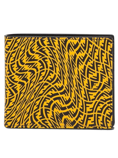 Logo Vertigo Flap Half Wallet Yellow Black - FENDI - BALAAN 1