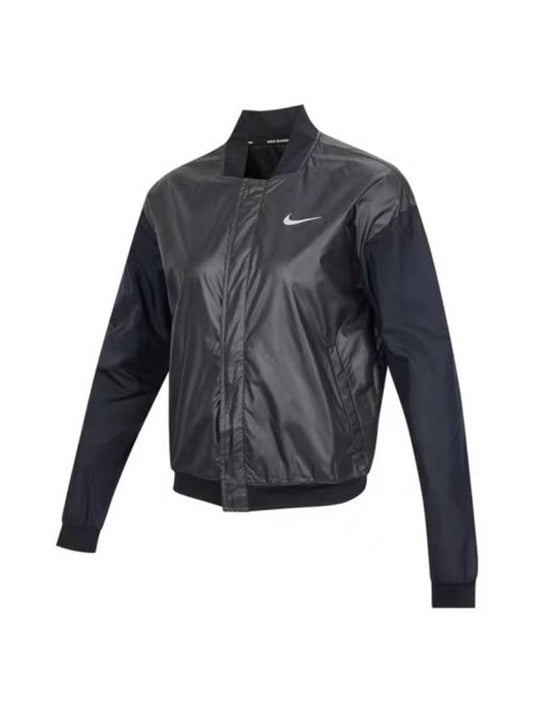 Women's Swoosh Running Jacket Black - NIKE - BALAAN.