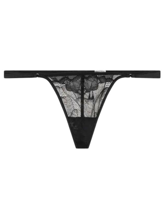 Floral Lace String T-Panties Black - CALVIN KLEIN - BALAAN 1