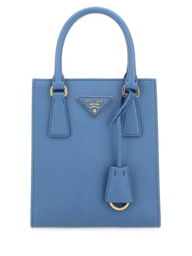 Triangular Logo Saffiano Leather Tote Bag Blue - PRADA - BALAAN 1