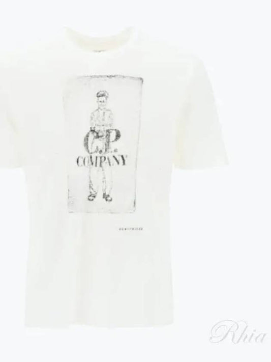 24/1 Jersey Artisanal Card Short Sleeve T-Shirt White - CP COMPANY - BALAAN 2